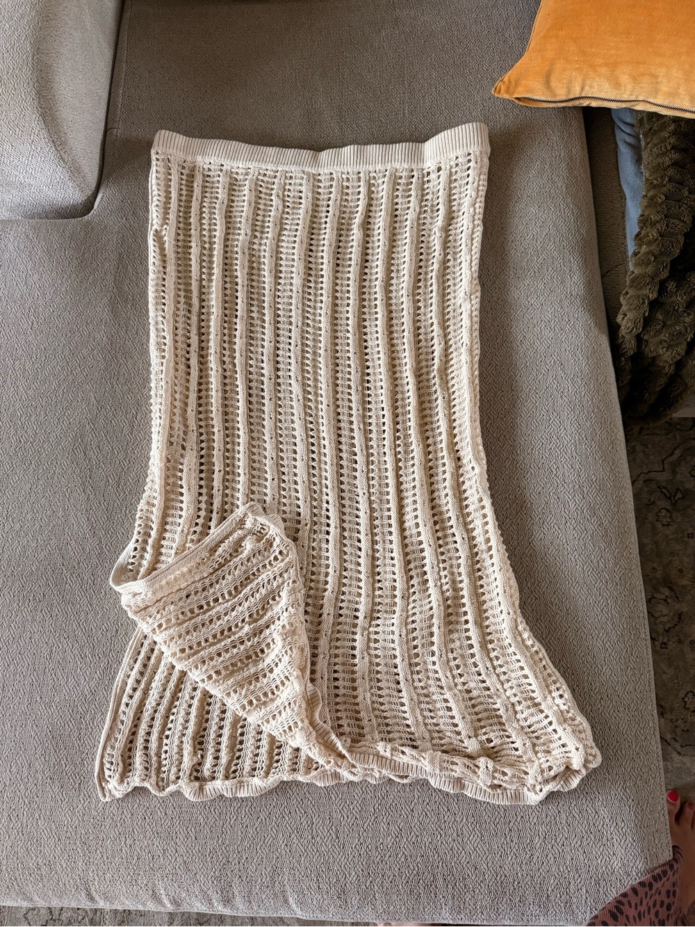 Old Navy Cream Open-Knit Midi skirt Cover Up